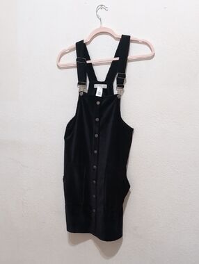 Planet Gold Black Corduroy Pinafore with Front Snap